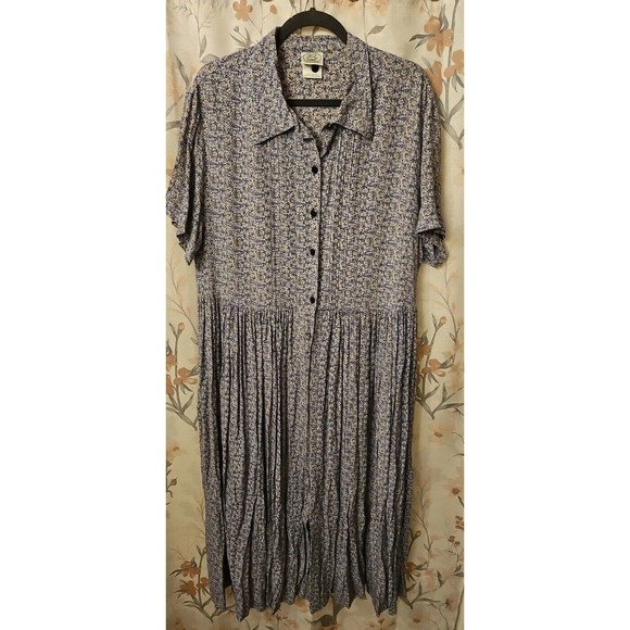 Laura Ashley | Dresses | Vintage Laura Ashley Blue Ditsy Floral Maxi ...